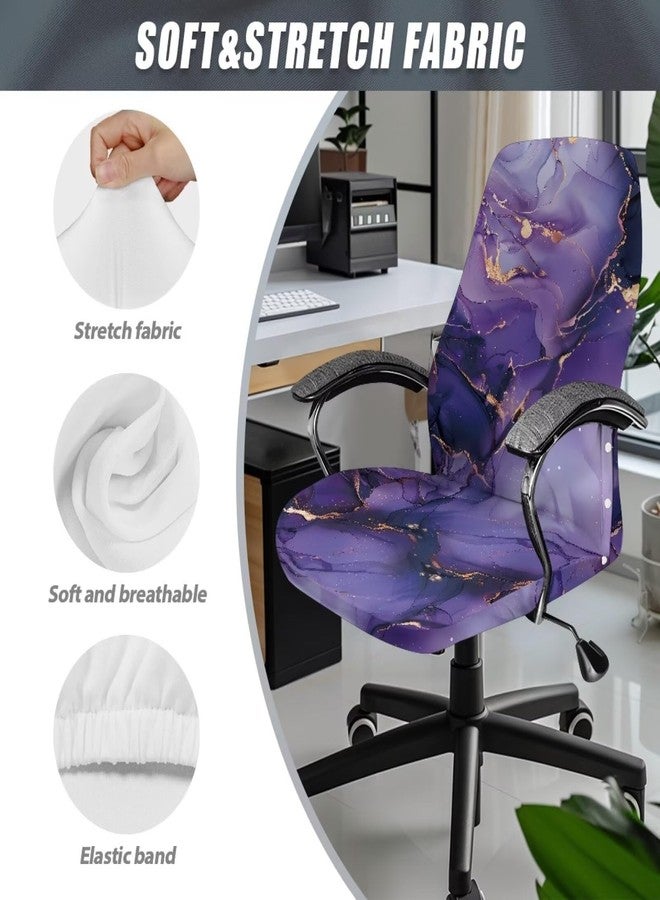 Wanyint Marble Violet Gold Stretch Office Chair Cover for Desk Computer Chair Removable Boss Rotating Office Chair Slipcover Protective High Back Chair Slipcover, L - Image 4